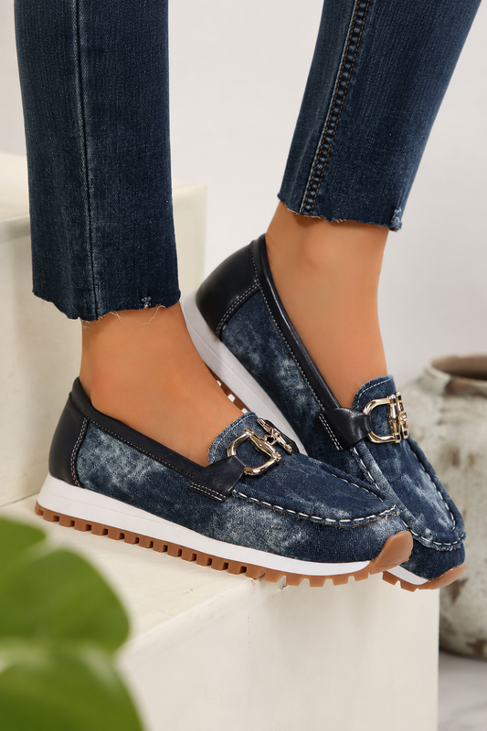 Elisa | Mocasines Combinados con Hebilla
