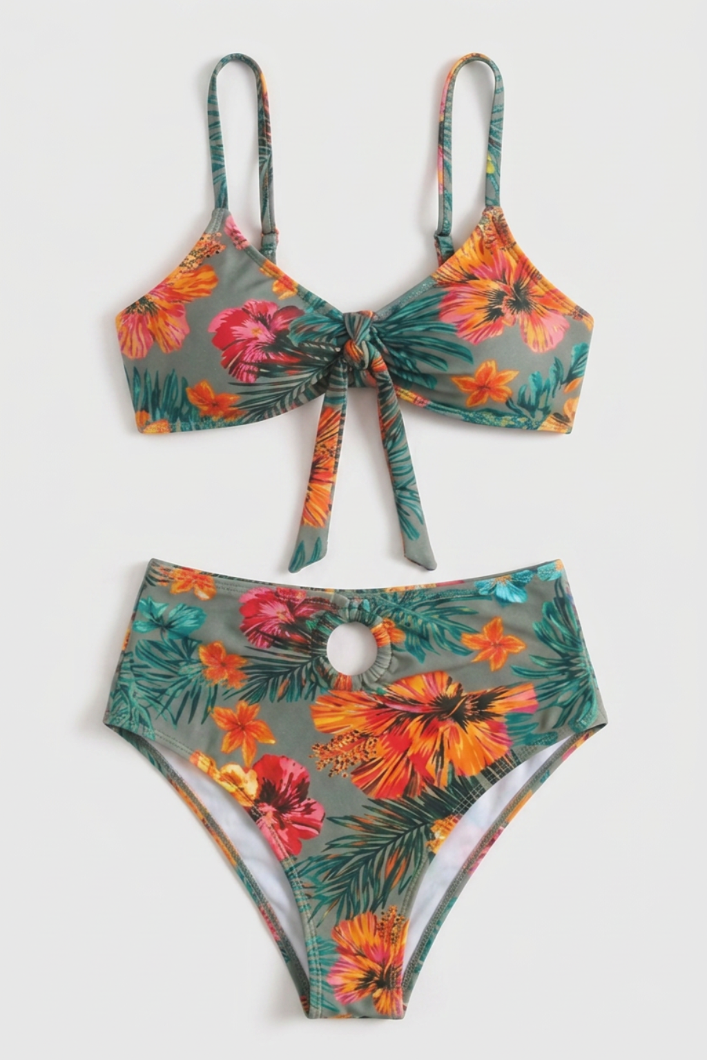 Bikini Tropical de 3 Piezas con Kimono
