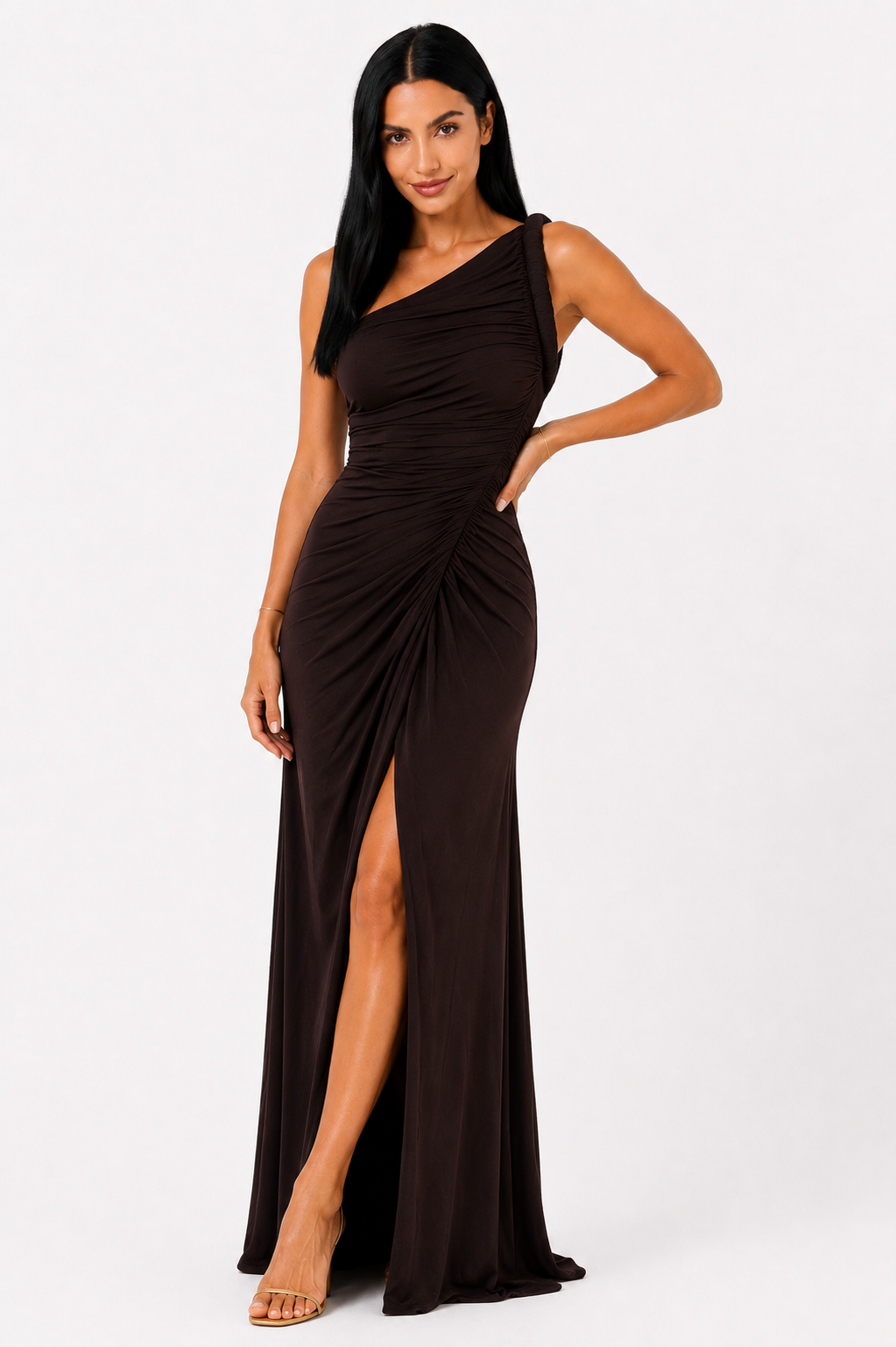 Ryn | Vestido largo asimétrico de un solo hombro