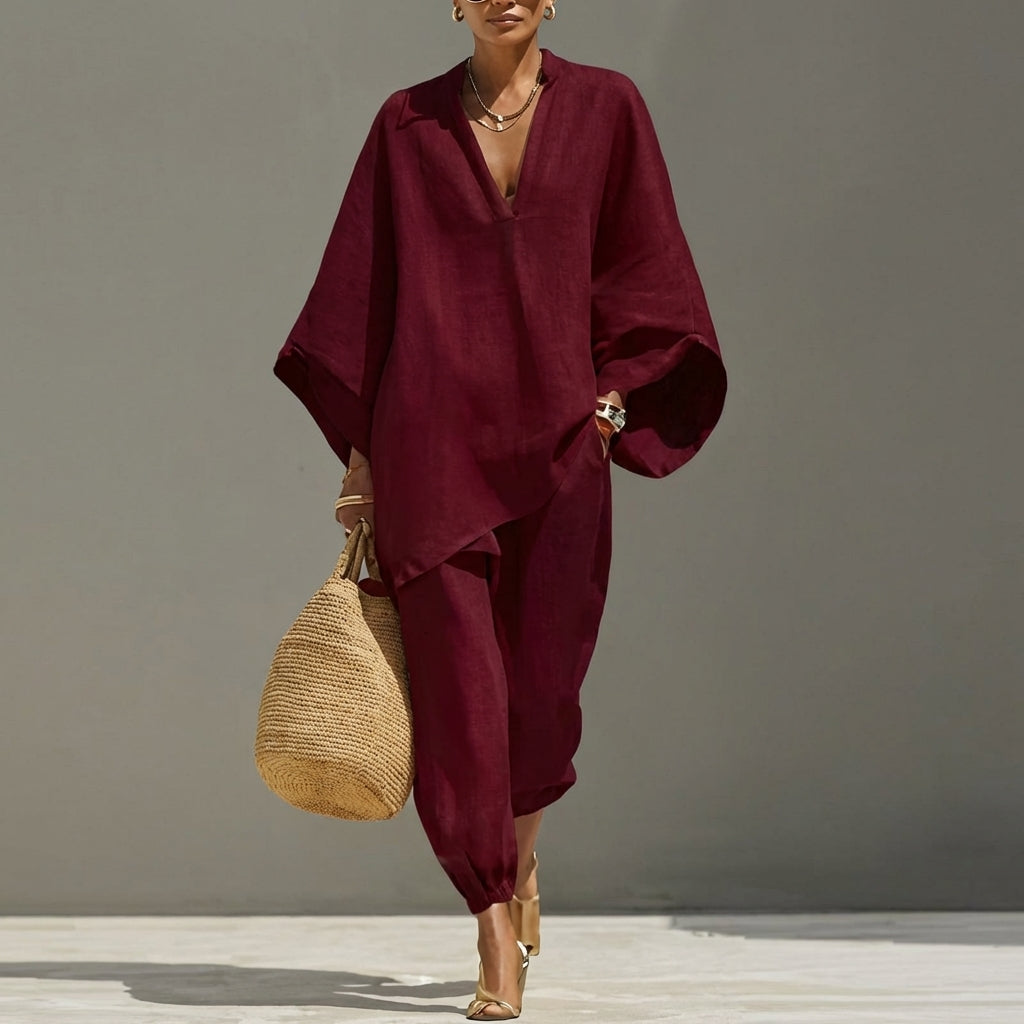 Marina | Conjunto de Blusa Fluida y Pantalón Ancho para Mujer