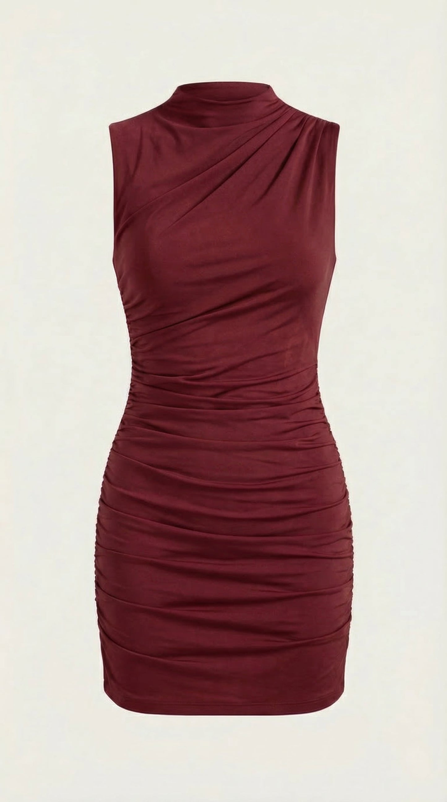 Vestido Mini Fruncido con Escote Drapeado