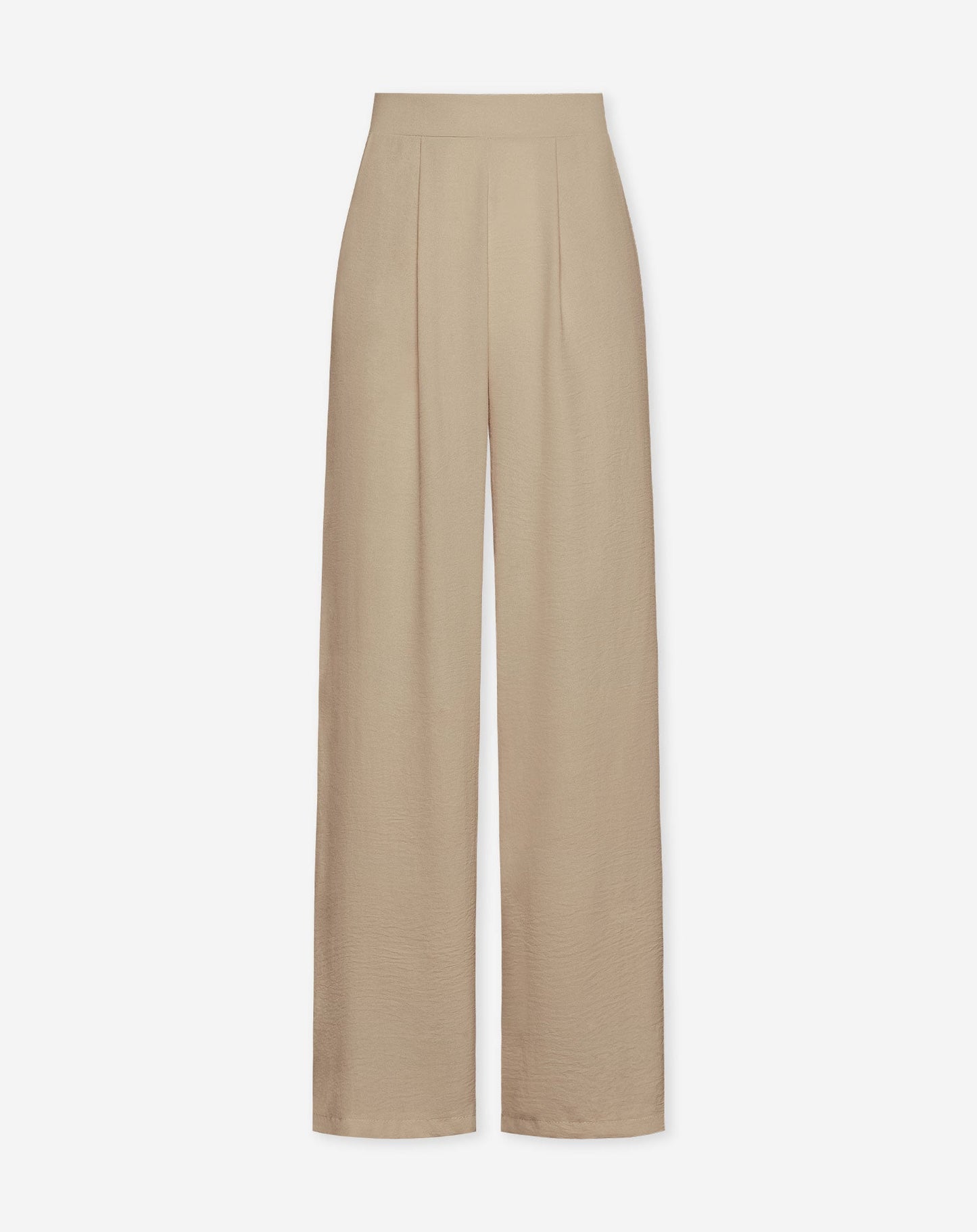 Pantalón mujer Most Wanted Julie en color beige oscuro, vista frontal con cinturilla y bolsillos.