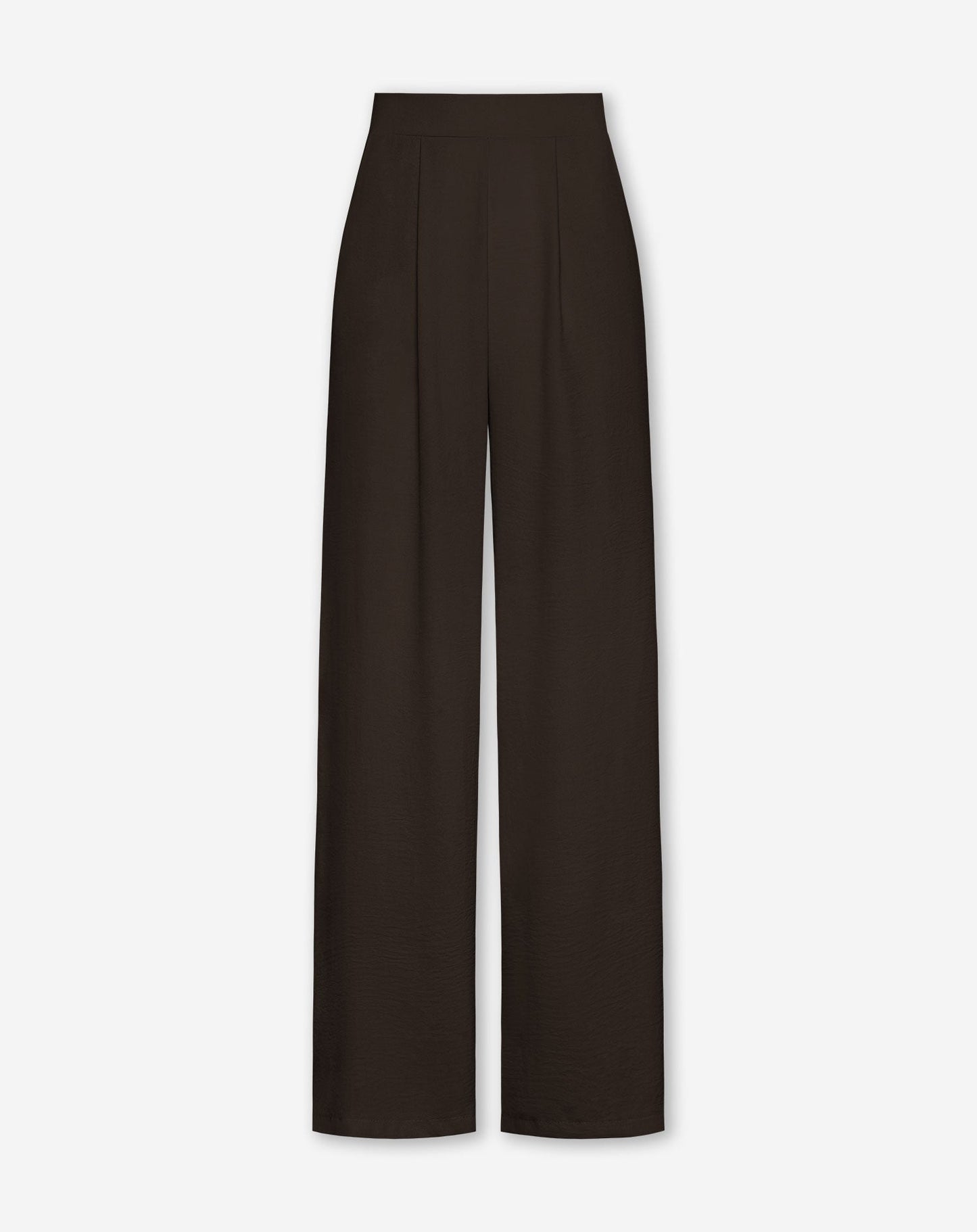 Pantalón Julie de Most Wanted en color marrón oscuro, vista frontal del pantalón de ropa para mujer.