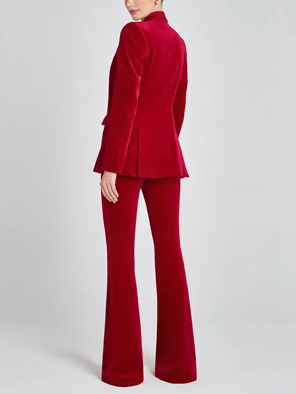 Blazer de Terciopelo Rojo con Solapas de Pico