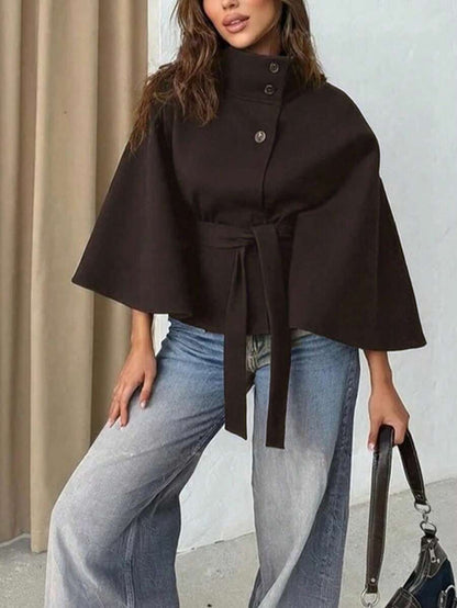 Capa Elegante de Lana con Cinturón