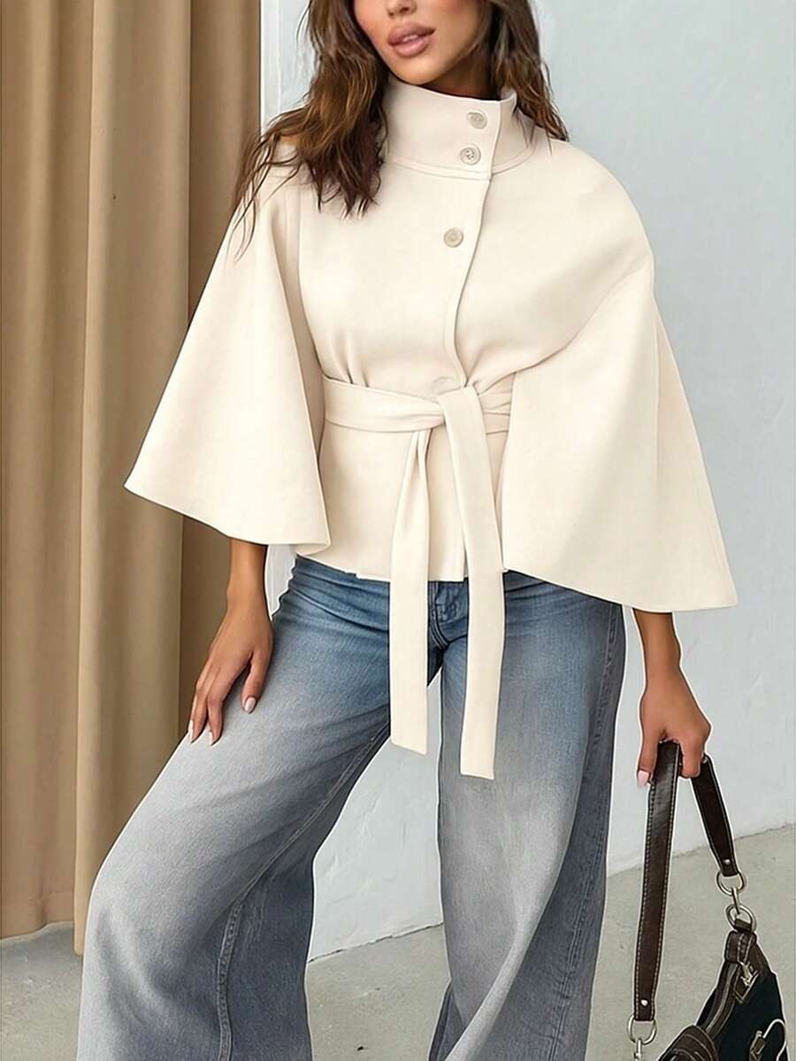 Capa Elegante de Lana con Cinturón