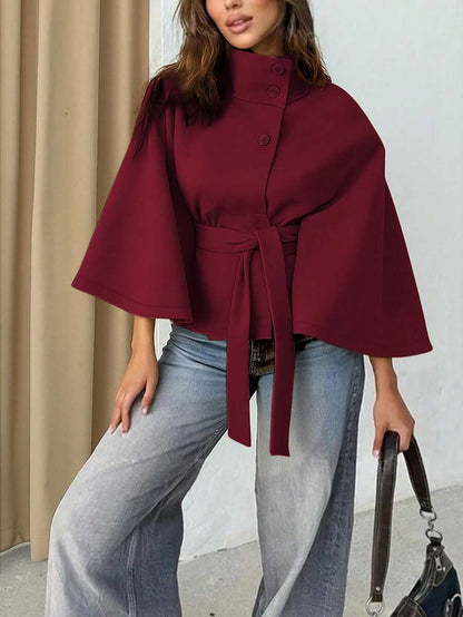 Capa Elegante de Lana con Cinturón