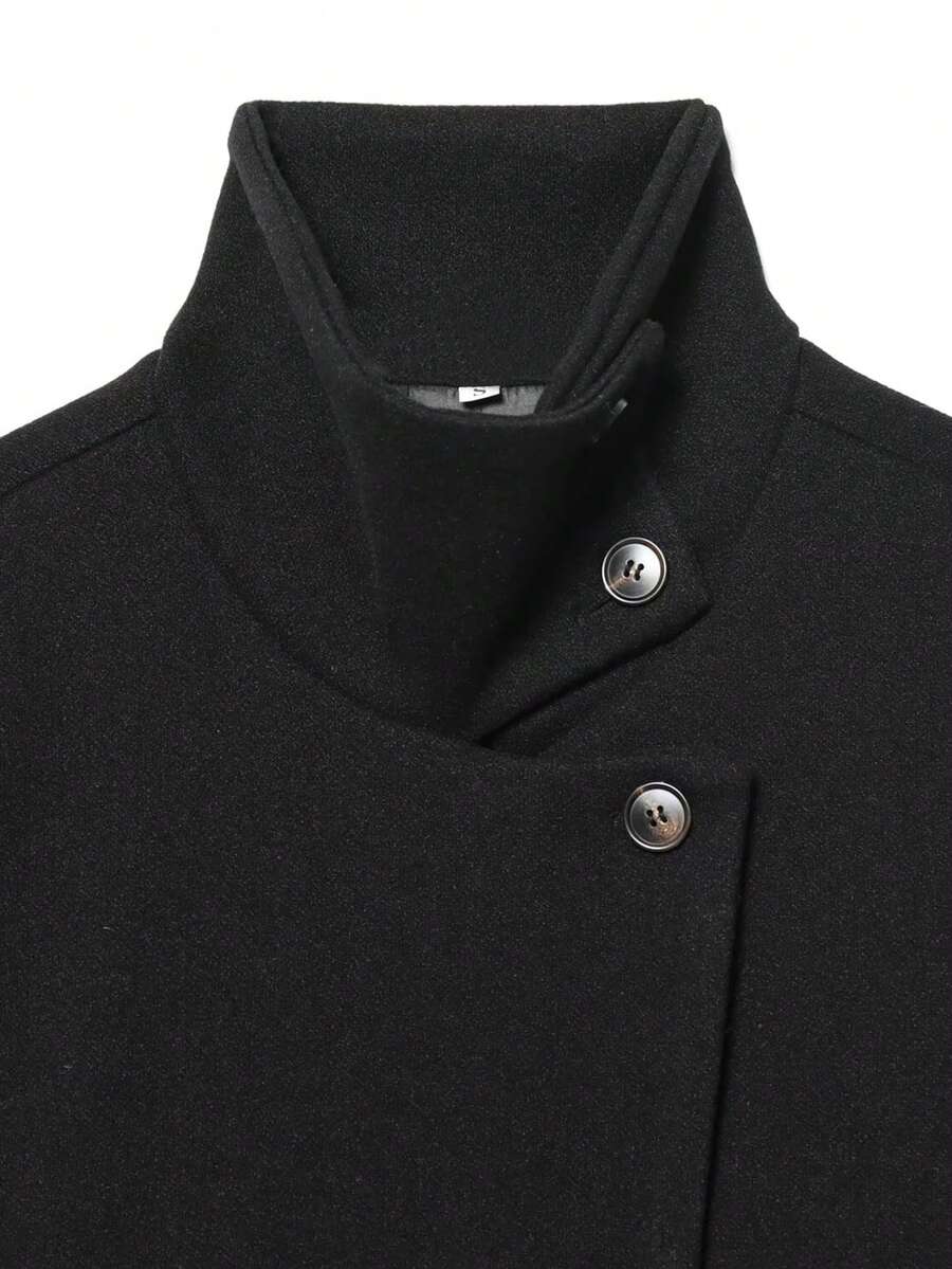 Abrigo de Lana con Cuello Alto
