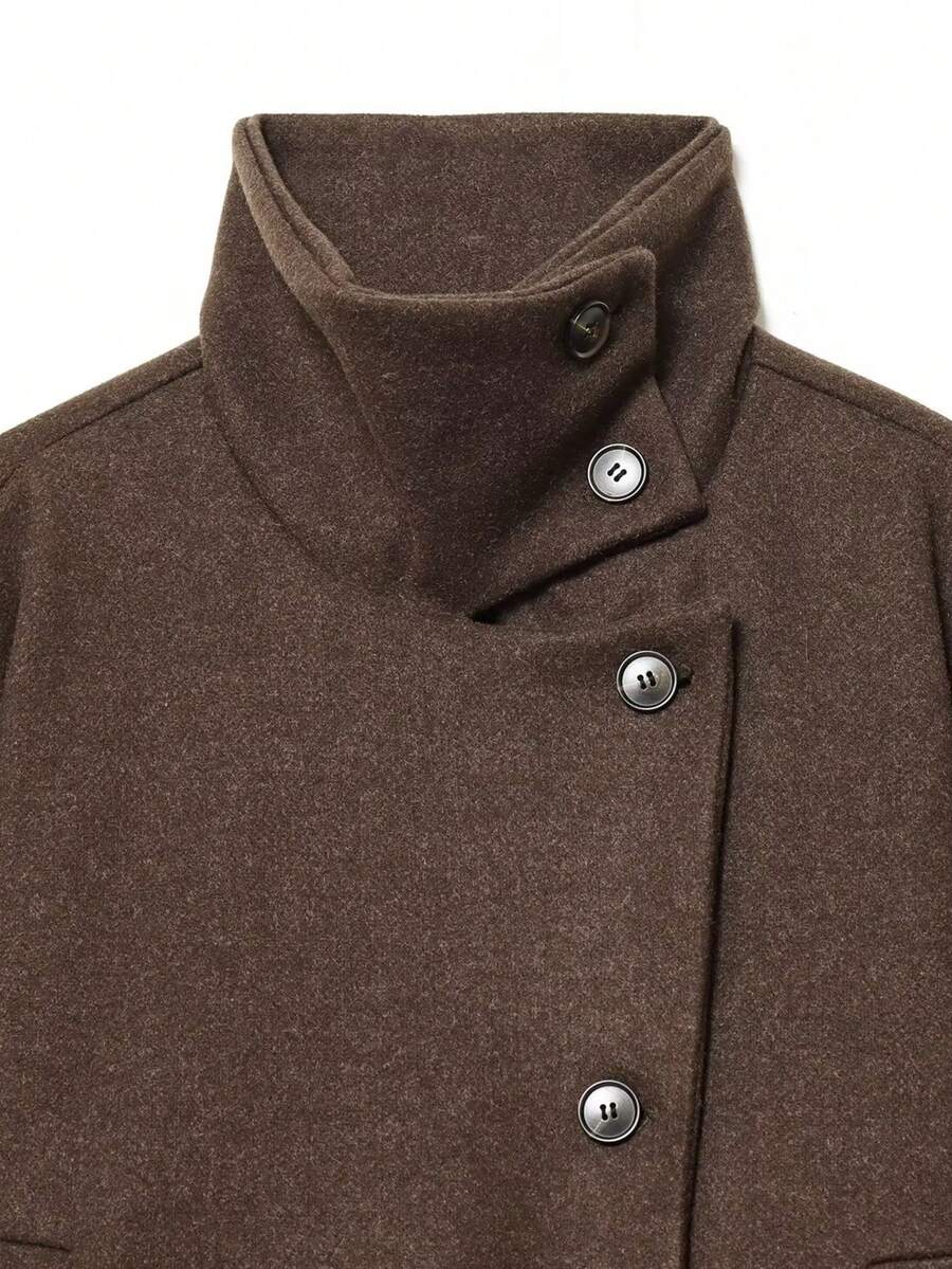 Abrigo de Lana con Cuello Alto