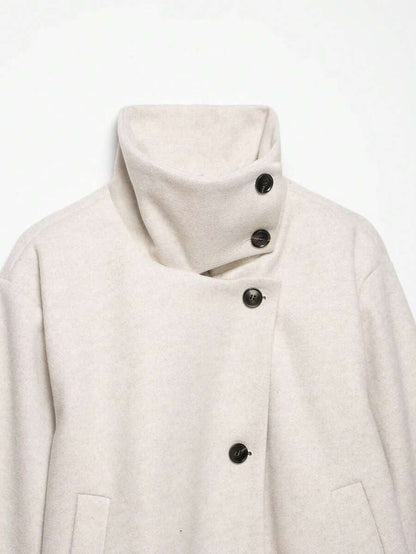 Abrigo de Lana con Cuello Alto