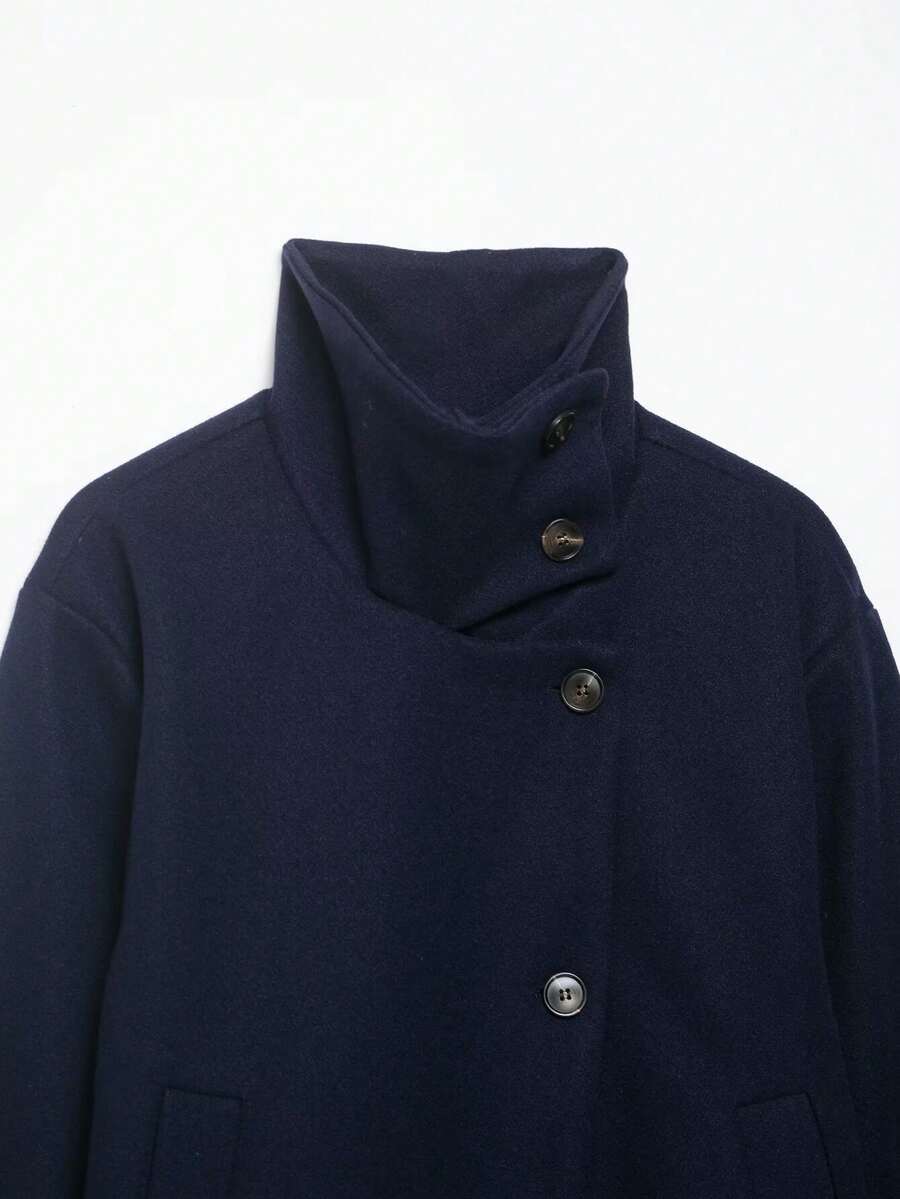 Abrigo de Lana con Cuello Alto