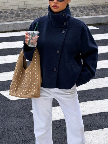 Abrigo de Lana con Cuello Alto