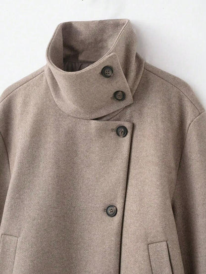 Abrigo de Lana con Cuello Alto