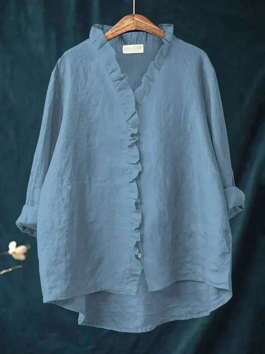 Sanela | Camisa de Algodón y Lino con Volantes
