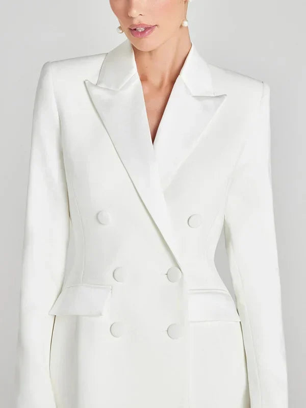 Blazer Cruzado de Satén Blanco