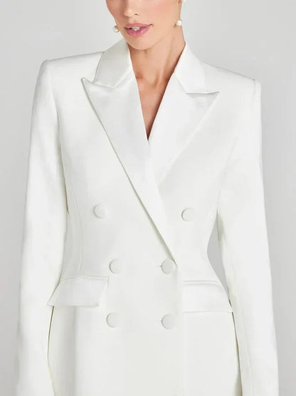 Blazer Cruzado de Satén Blanco