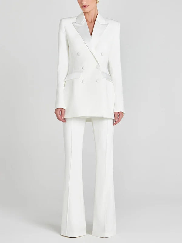 Blazer Cruzado de Satén Blanco