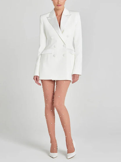 Blazer Cruzado de Satén Blanco