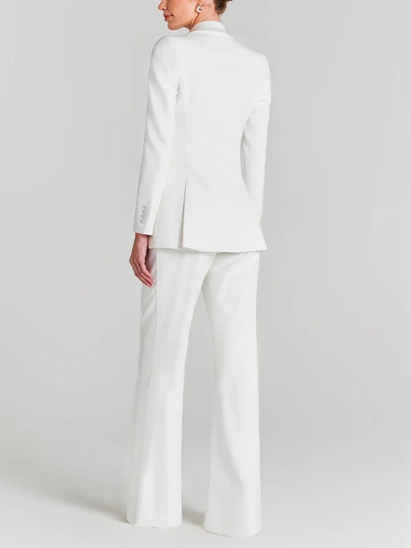 Blazer Blanco con Cuello Plisado