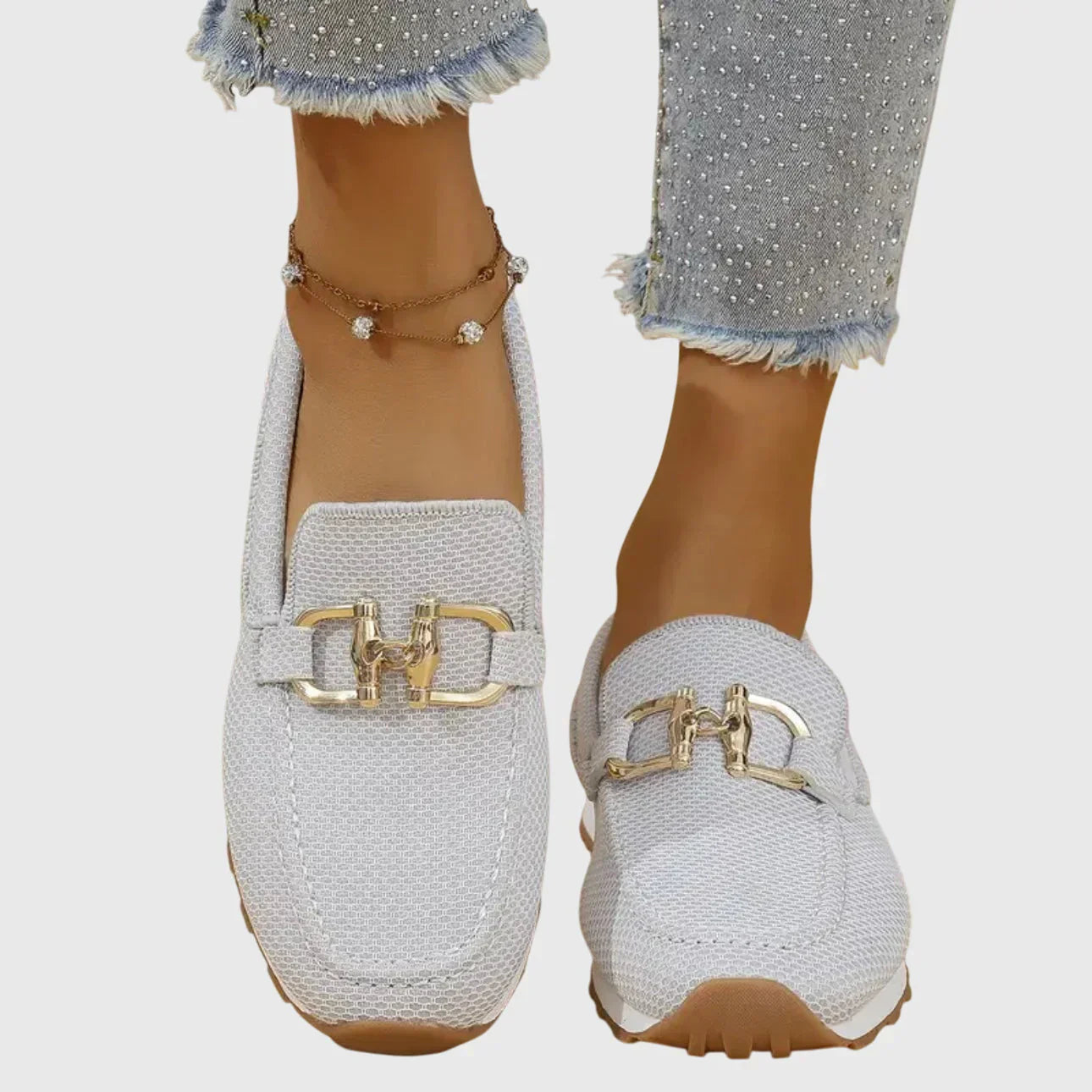 Chiara | Mocasines Ortopédicos Transpirables con Detalle Dorado