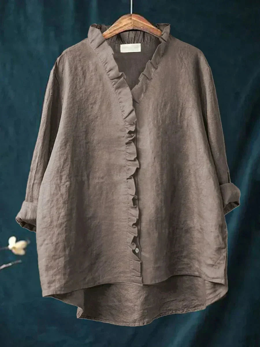 Sanela | Camisa de Algodón y Lino con Volantes