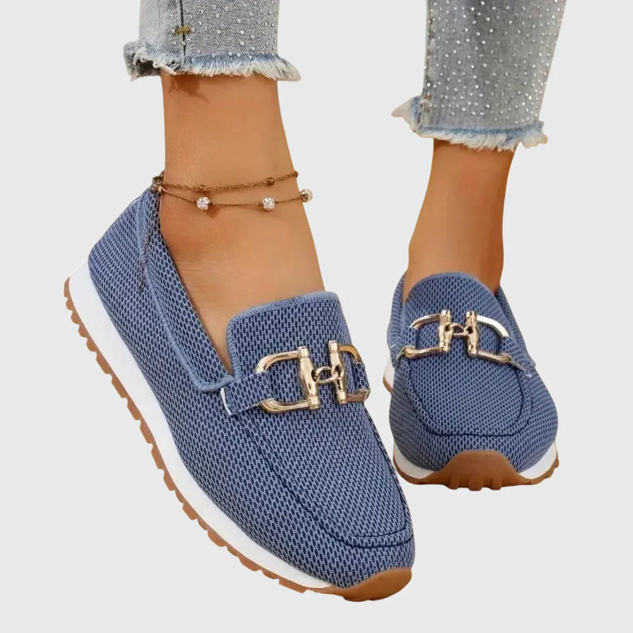 Chiara | Mocasines Ortopédicos Transpirables con Detalle Dorado