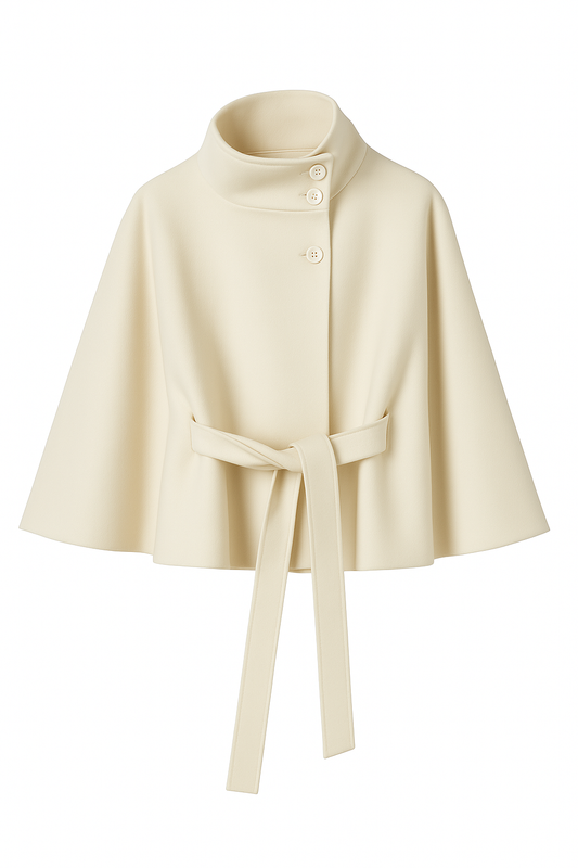 Capa Elegante con Cuello Alto y Cinturón