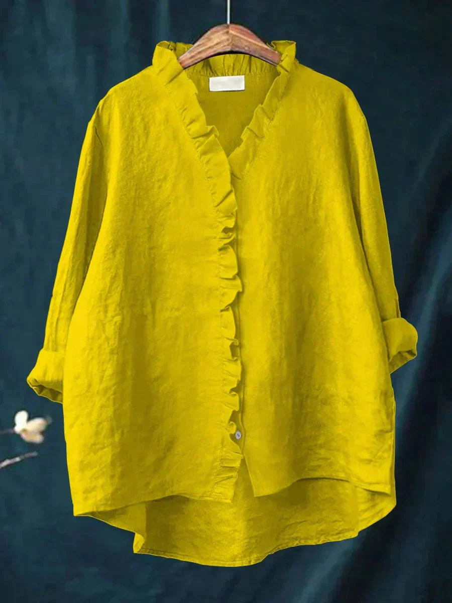 Sanela | Camisa de Algodón y Lino con Volantes