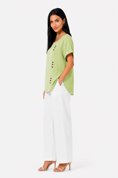 Camisa cómoda y elegante Vera Serrat en color neutro, con diseño sencillo y detalles suaves.