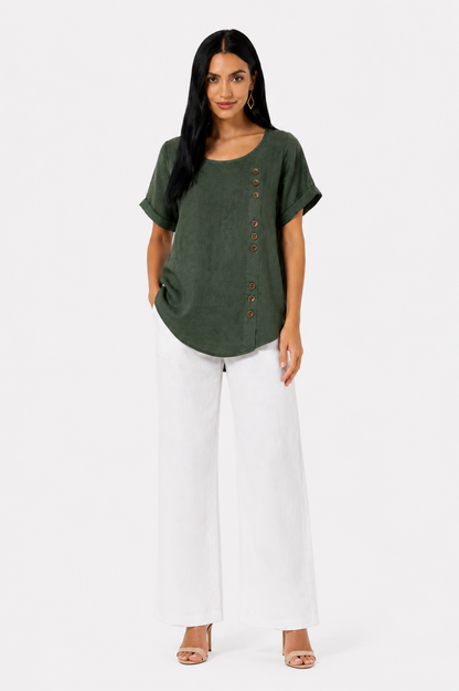 Camisa cómoda y elegante Vera Serrat Estela, de tela suave y diseño moderno, mostrada en color neutro sobre fondo blanco.