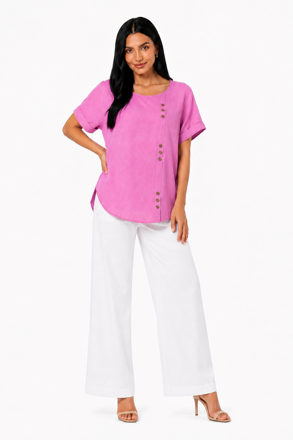 Camisa cómoda y elegante Vera Serrat, Estela, con diseño moderno y tejido suave, vista frontal del producto.