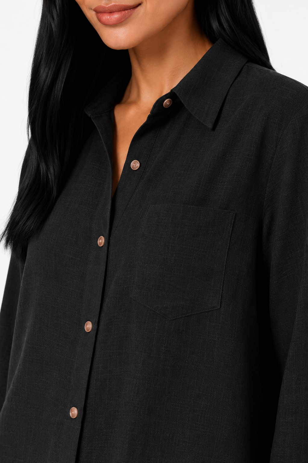 Blusa de lino premium Eva de Vera Serrat, con diseño elegante y tela ligera en color neutro, ideal para outfits casuales y sofisticados.