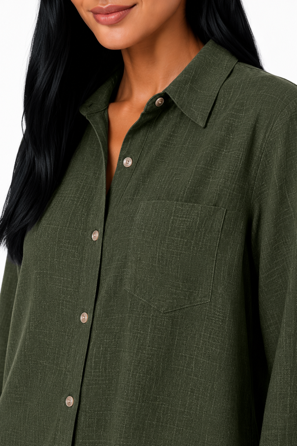 Blusa de lino premium Eva de Vera Serrat, diseño ligero y elegante con detalles naturales y textura suave visible en la imagen.