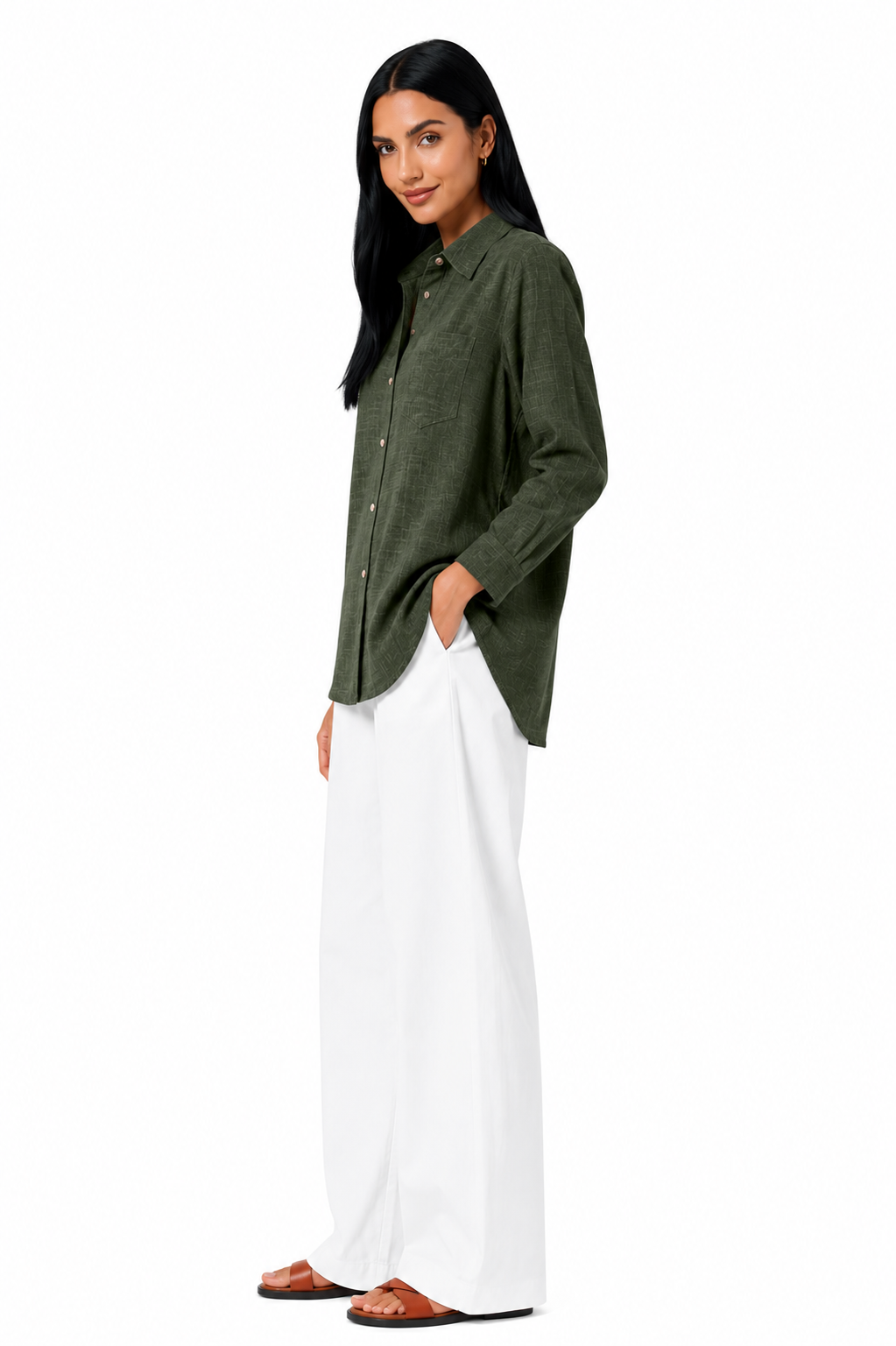 Blusa de lino Eva de Vera Serrat, en color blanco, con diseño elegante y tela ligera para mujer.