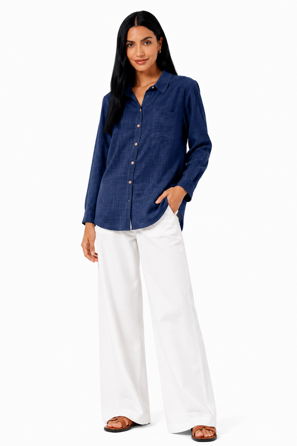 Blusa de lino Eva de Vera Serrat, elegante y cómoda, con diseño ligero y detalles en tela de lino premium.
