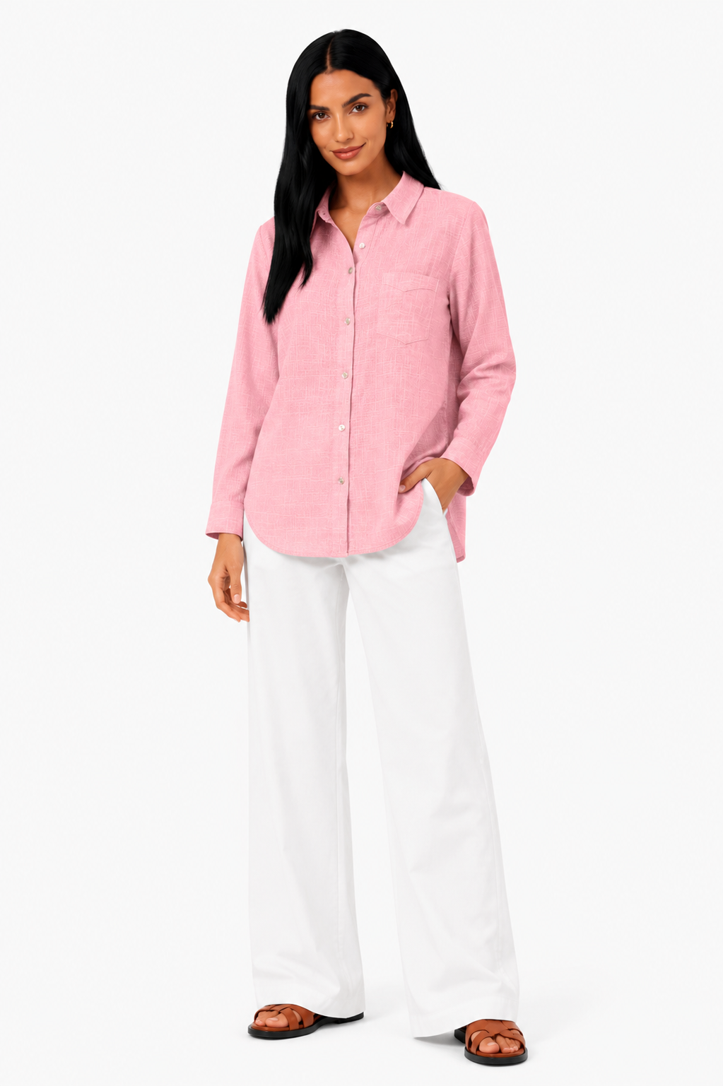 Blusa de lino premium Eva de Vera Serrat, con diseño elegante y cómodo, en color neutro, para un estilo sofisticado.