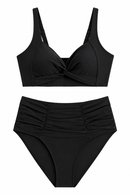 Bikini moldeador de cintura alta de Vera Serrat, diseño con tirantes y estampado floral, ideal para verano y playa.