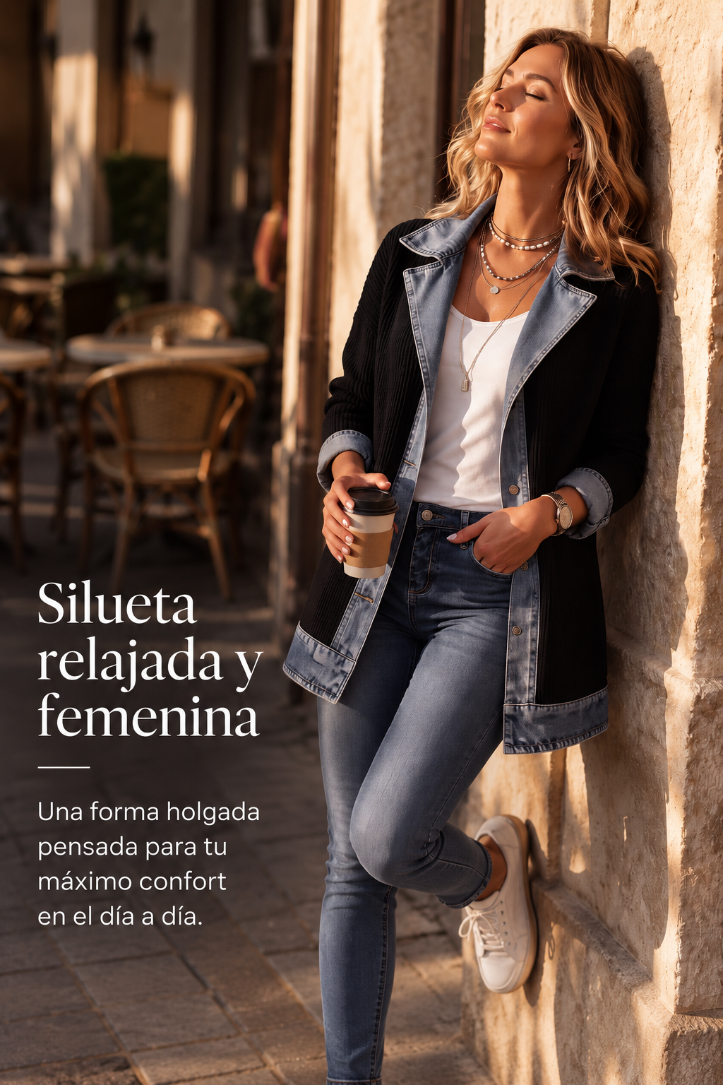 Alba | Camisa de Punto Canalé con Detalles Denim