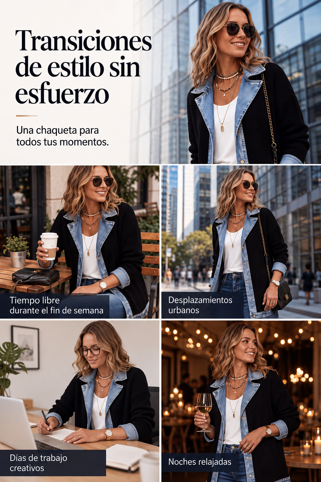 Alba | Camisa de Punto Canalé con Detalles Denim