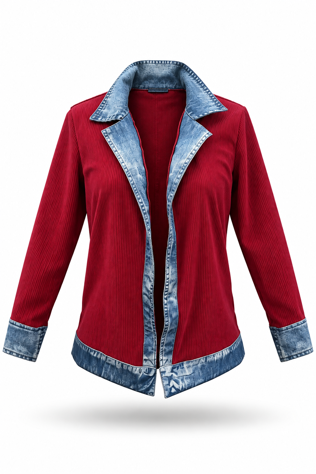 Alba | Camisa de Punto Canalé con Detalles Denim