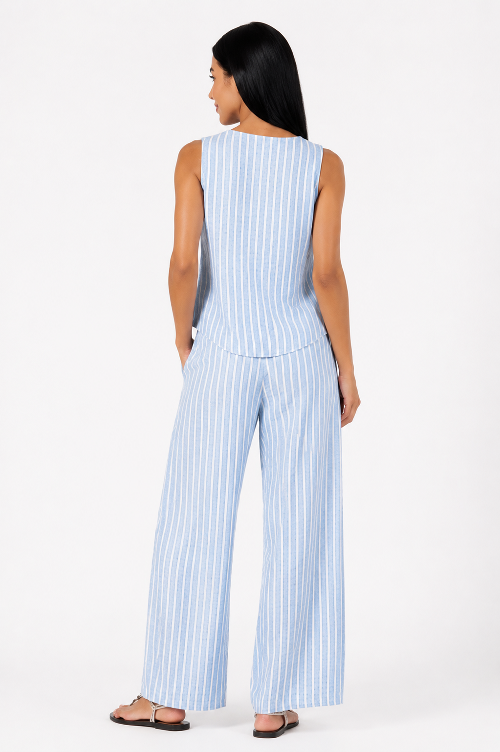Marivellea | Conjunto de Rayas de Dos Piezas con Pantalón Ancho