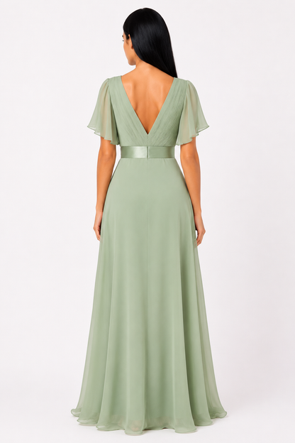 Vestido de gasa elegante de talle alto Mónica de Vera Serrat, con detalles delicados y diseño sofisticado.