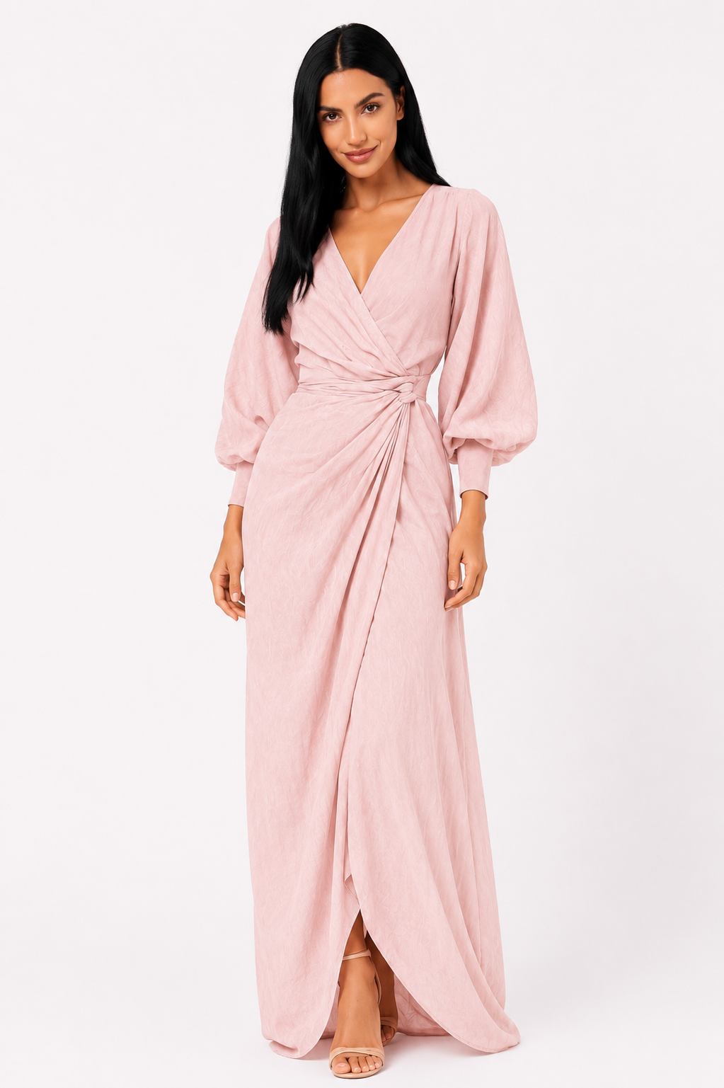 Vestido largo de lino con escote en V de la marca Fudon, hecho con tela ligera y estilo elegante para ocasiones casuales.