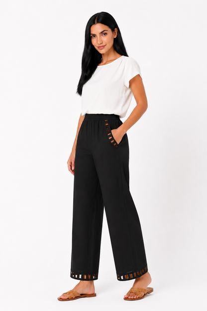 Pantalón de lino para mujer de la marca Vera Serrat, diseño chic y cómodo, en color neutro, visible en la imagen.