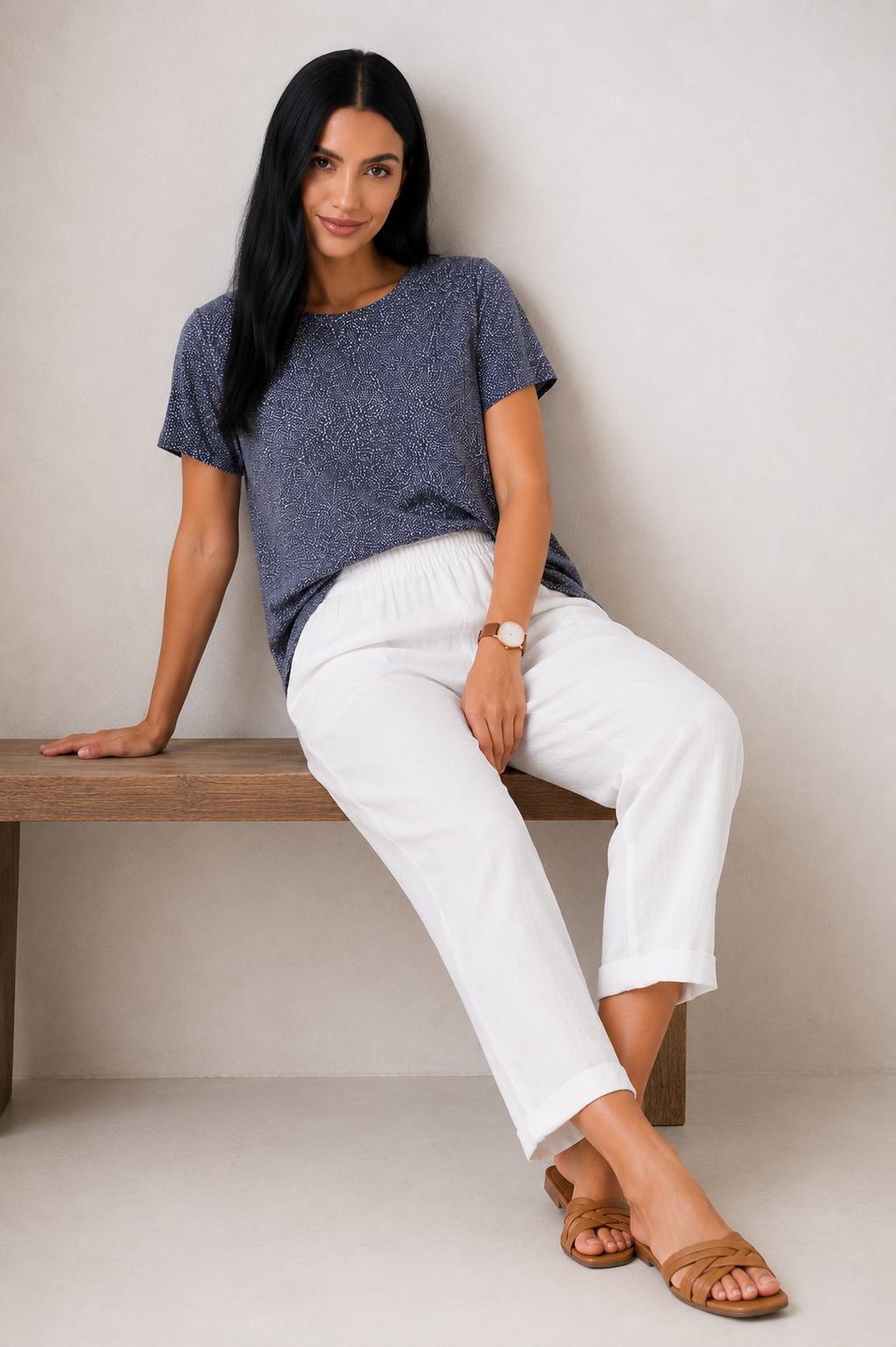 Pantalón recto de lino ligero Vera Serrat Aitana con bolsillos, ideal para un estilo cómodo y elegante.