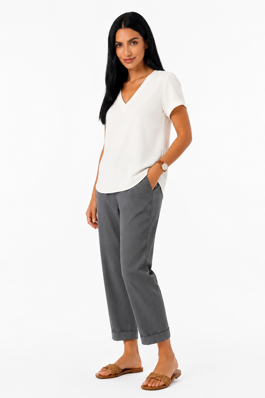Pantalones rectos de lino Aitana de Vera Serrat con bolsillos, pantalones ligeros y cómodos para verano.