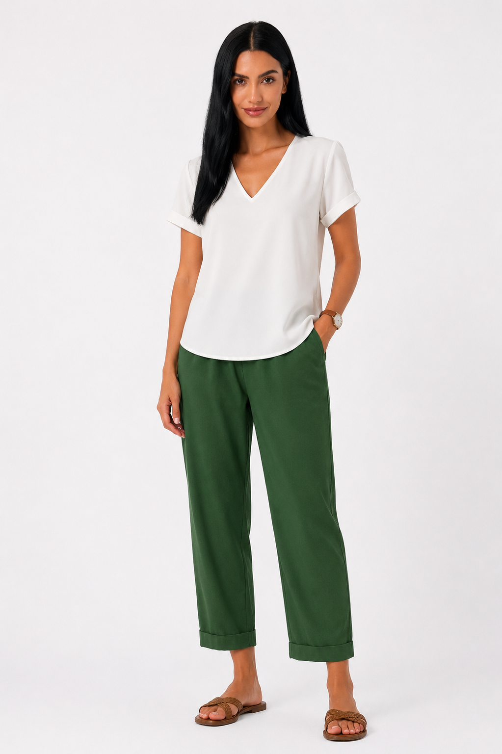 Pantalón recto de lino Aitana de Vera Serrat con bolsillos, pantalones ligeros y cómodos para un estilo casual y fresco.