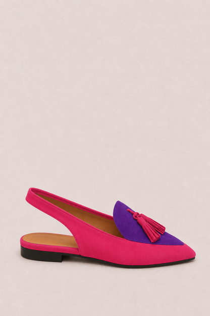 Zapatos slingback Aurora de Vera Serrat con borlas, diseño elegante en color neutro y suela cómoda para ocasiones especiales.