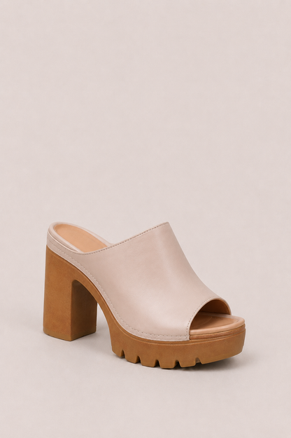 Sandalias de plataforma Mireya de Vera Serrat con tacón ancho y suela robusta, ideales para estilo cómodo y moderno.