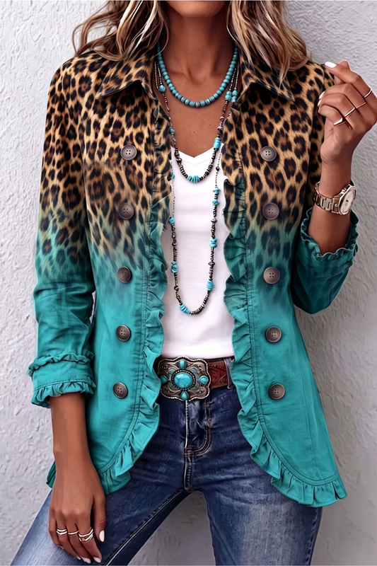 Daniela | Blazer de Leopardo Degradado con Volantes